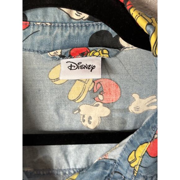 Disney Mickey Mouse Chambray Denim Button-Down Shirt Size 8 UK - Picture 3 of 6